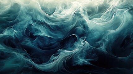 Obraz premium Abstract digital image of smooth, shimmering waves in a stormy sea, with flowing swirls and a dynamic background, creating an elegant visual