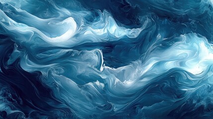 Obraz premium Abstract elegant digital image of smooth, shimmering waves in a stormy sea, with flowing swirls against a dynamic background