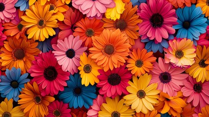 Fototapeta premium Colorful daisy flowers, bright and cheerful, perfect for spring background.