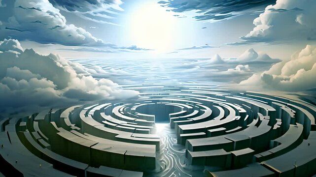 abstract labyrinth from above. generative ai