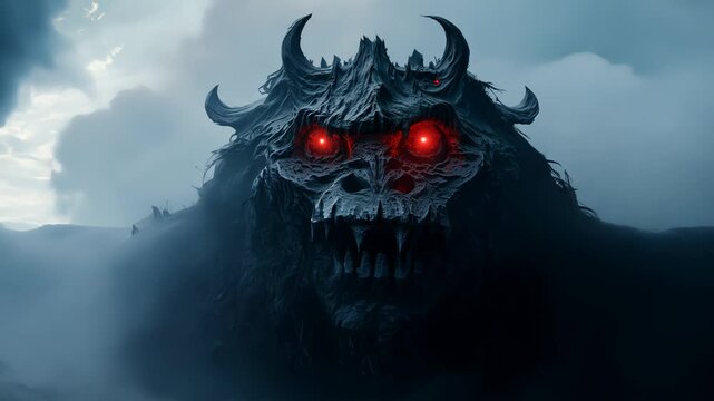 The face of Halloween in the clouds. generative ai