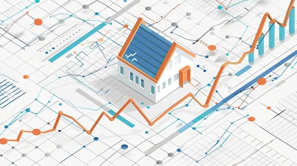 A house is shown on a graph with a downward trend