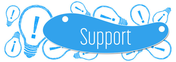 Support Bulbs Blue Blob Shape Horizontal Text 