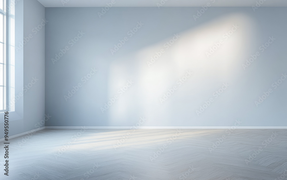 Wall mural empty room in neutral colors with ample copyspace, a large window filling the room with natural ligh