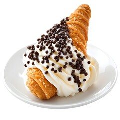 Beautifully Crafted Italian Cannoli Pastry Dessert on White Background