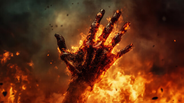 hand of zombie on night background