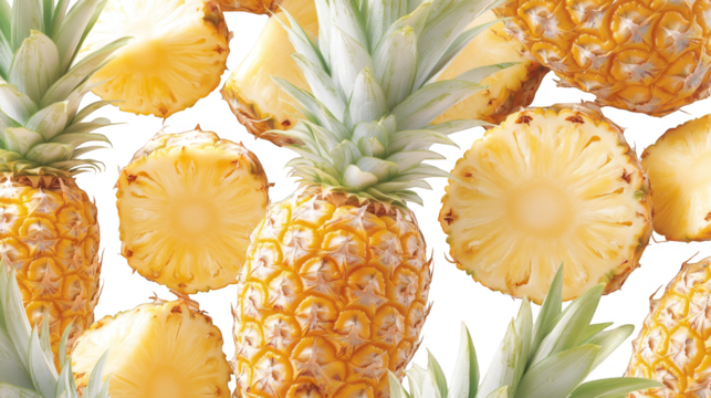Fresh Ripe Pineapple Fruit Tropical Summer Background
