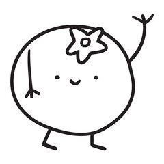 Blueberry waving. Cute character. Outline icon. Vector illustration on white background.