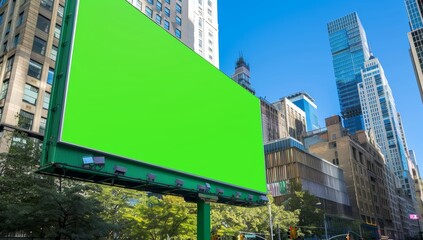 Obraz premium Green Screen Billboard in Urban Setting