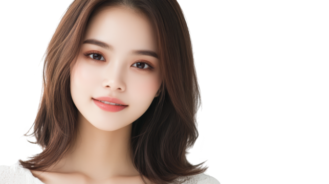 Portrait of a Young Woman with Long Brown Hair and a Soft Smile