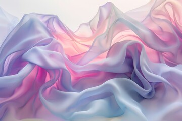 Obraz premium Painting of a mountain with white and pink fabric draped over it, creating a unique and artistic landscape, Soft gradients melting into each other