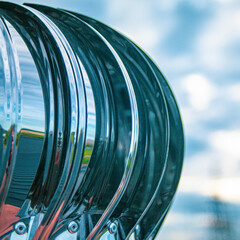 stainless steel deflector on the roof of the building, connected to the exhaust system and supply...