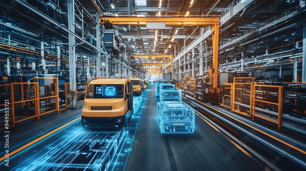 Poster streamlined smart logistics system within an automobile factory utilizing iot technology to optimize
