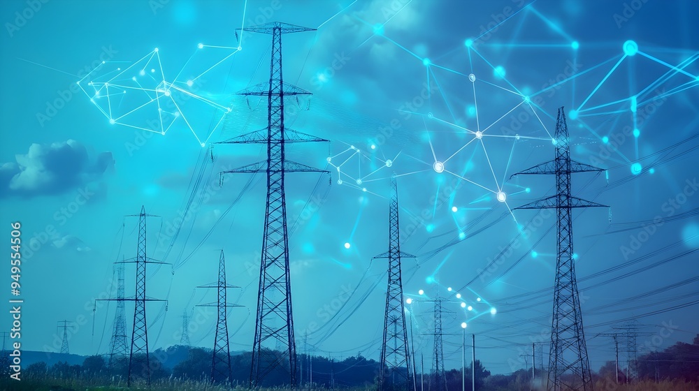 Poster high voltage power transmission towers precisely aligned using iot sensors and data analytics for op