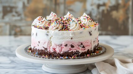 Fototapeta premium A complex ice cream cake is a great way to mark special occasions