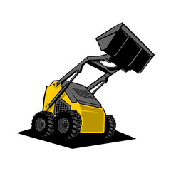 Mini Skid steer loader company logo vector image .	