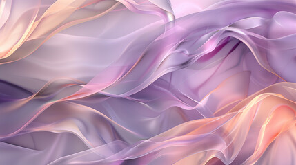 Obraz premium Silky Flowing Shapes and Curves in Soft Purple, Pink, and White - Abstract Digital Art with Gentle Folds and Movement.