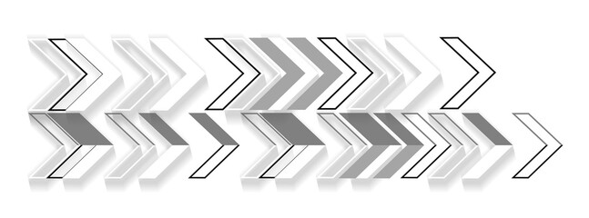 white silhouette arrow icons symbol to the right, rightwards-arrows, in row, isolated