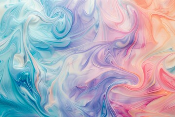 Obraz premium Soft pastel swirls of blue, pink, and white colors in an abstract painting, Soft pastel swirls of color