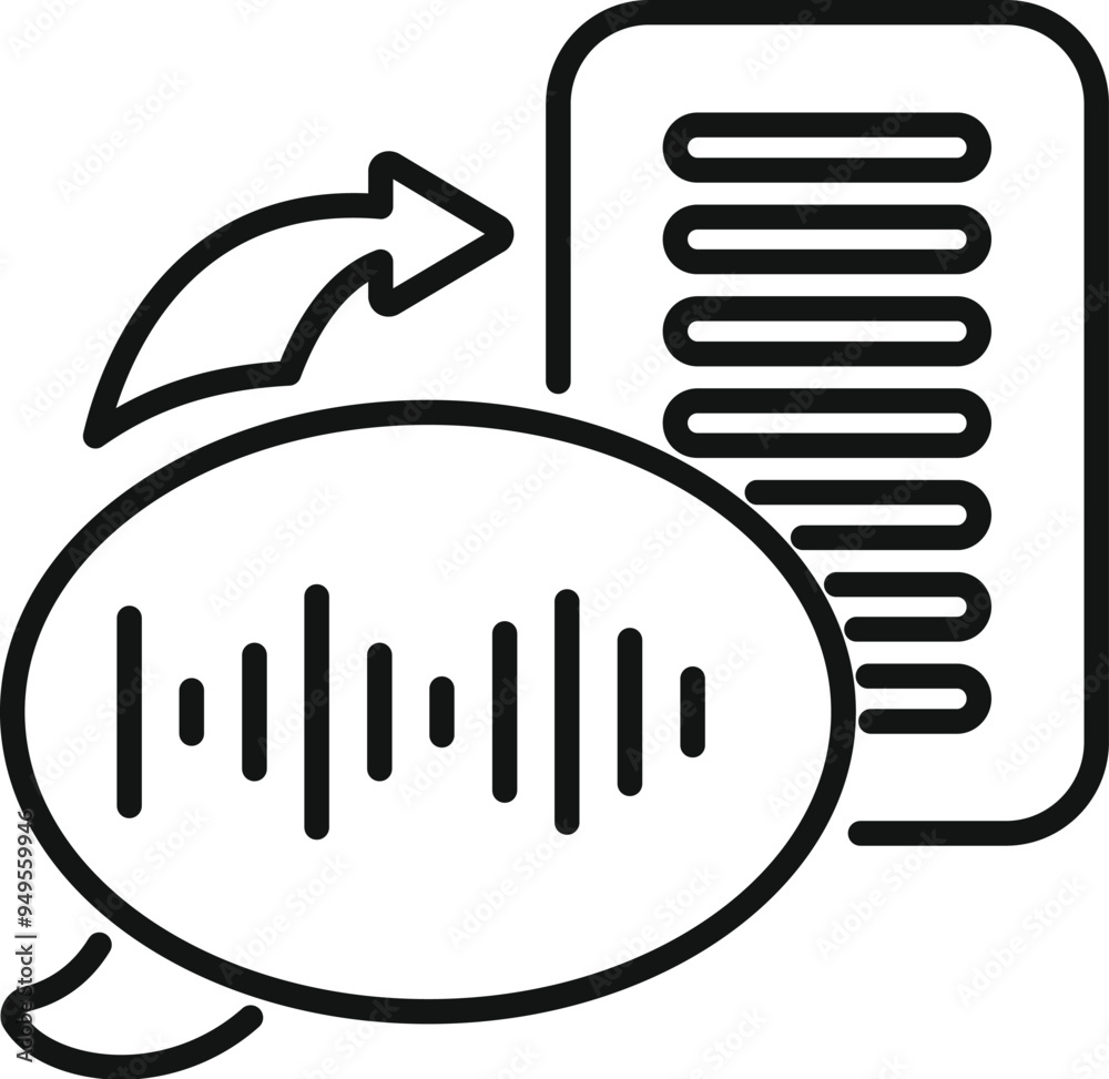 Poster speech to text technology converting audio message into written document, innovative software soluti