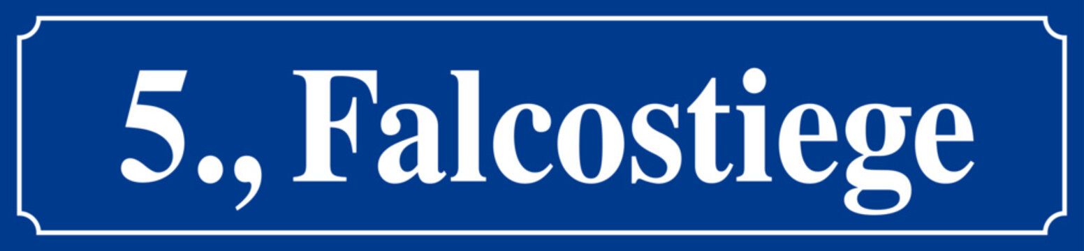 Ber&uuml;hmtes Wiener Stra&szlig;enschild Falcostiege mit Bezirk