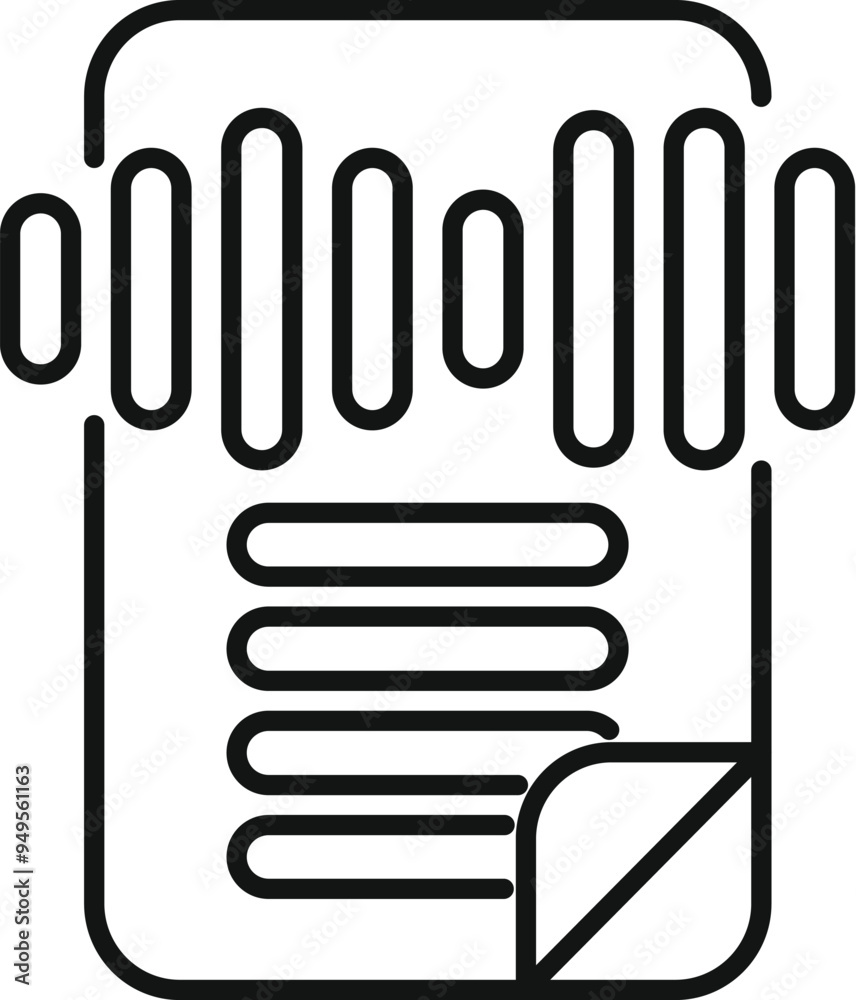 Poster linear vector icon of voice recognition software converting an audio file