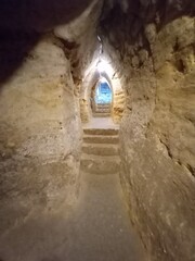 Obraz premium Subterranean Arab caves from the Middle Ages, used as shelters and to preserve food, located in Brihuega, Guadalajara.