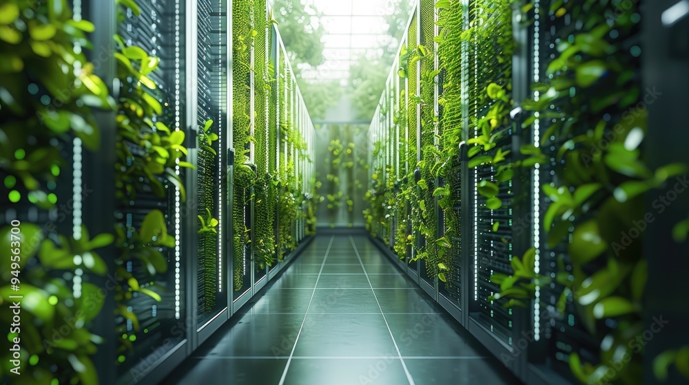 Wall mural the integration of green data center and sustainable computing practices in the tech industry. gener