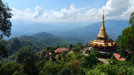 Wat Phra That Doi Suthep: The golden temple of Wat Phra That Doi Suthep overlooking Chiang Mai from its mountain perch.
