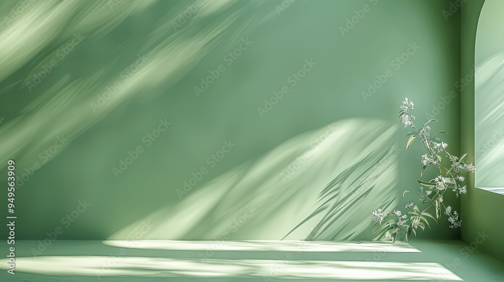 Poster Design a light green background with a soft, soothing color and minimalist style, copy space. Generative AI.