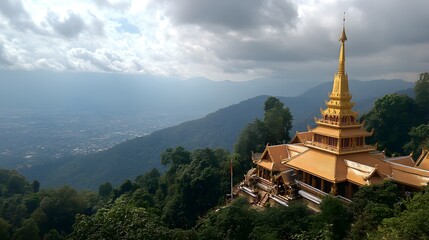Wat Phra That Doi Suthep: The golden temple of Wat Phra That Doi Suthep overlooking Chiang Mai from its mountain perch.
