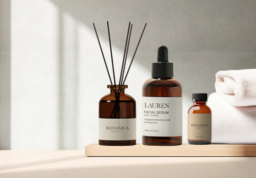 Branding Aroma Bottle Labels Mockup With Generative AI