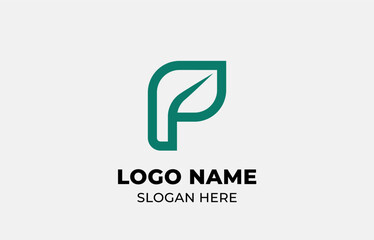 Logo Leaf symbols and Letter P. Template design Nature, tree, go green and growth concept with icon. Editable file
