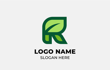 Logo Leaf symbols and Letter R. Template design Nature, tree, go green and growth concept with icon. Editable file