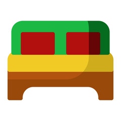 Bed Room icon in Flat Color Fill Style