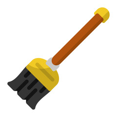 Broomstick icon in Flat Color Fill Style