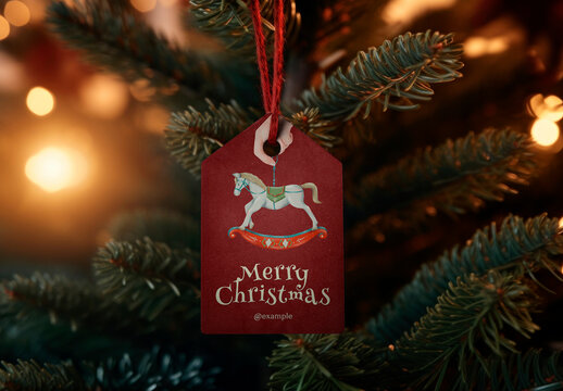 Christmas Tree Tag Ornament Mockup With Generative AI