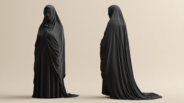 Blank black female niqab mockup