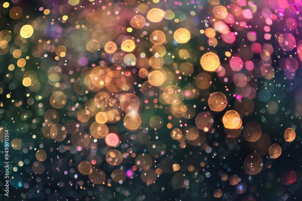 Poster multicolored lights blur against a dark backdrop, creating a vibrant and captivating display, sparkl