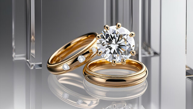 gold wedding ring dimonds ai genrative