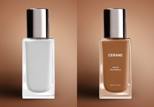Product Packaging Cosemtic Foundation Bottle Mockup With Generative AI