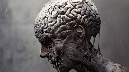 man with exposed brain