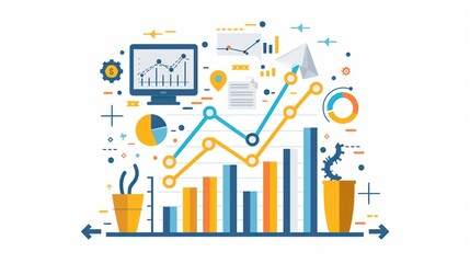Obraz premium Business Growth and Success with Chart Illustration