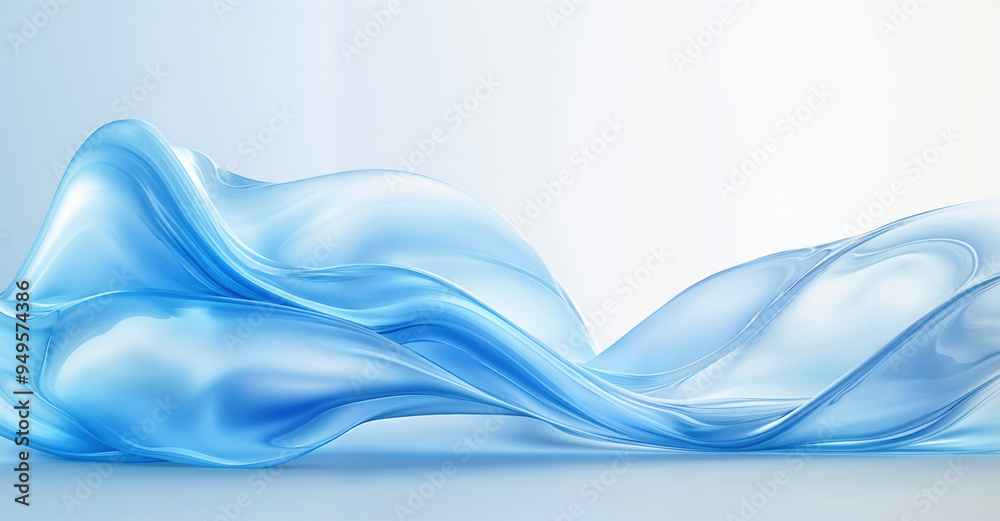 Poster abstract blue wave with smooth lines on white background