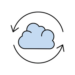 cloud computing color line icon with white background vector stock illustration
