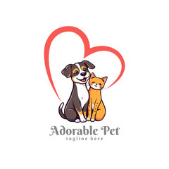 creative pet shop logo. dog and cat vector logo