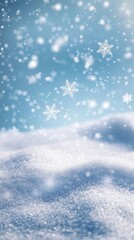 Snowfall over a snowy landscape background