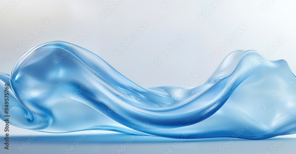 Poster abstract blue wavy shape on a white background is flowing and moving