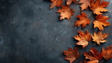 Autumn Leaves Scattered on a Dark Surface
