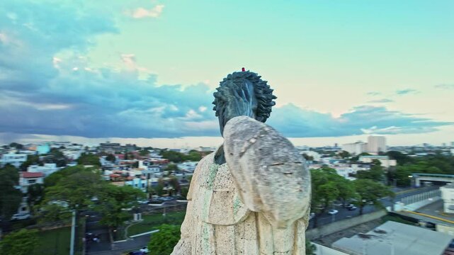 Orbit View of Fray Antonio Montesinos Satue Monument, Colonial Santo Domingo